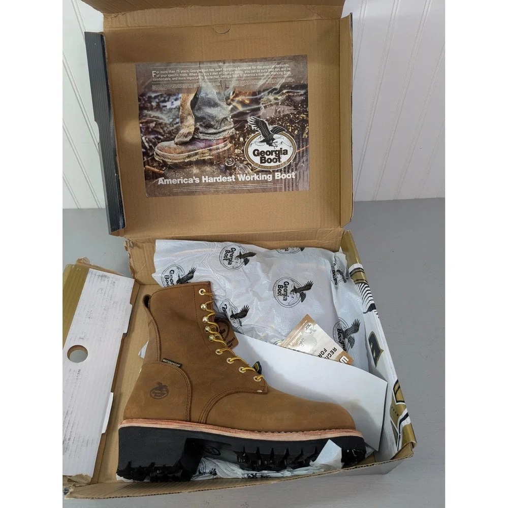 Georgia Logger Boots Men‎ GB00065 400G Waterproof Insulated Steel Toe 10.5M NOB